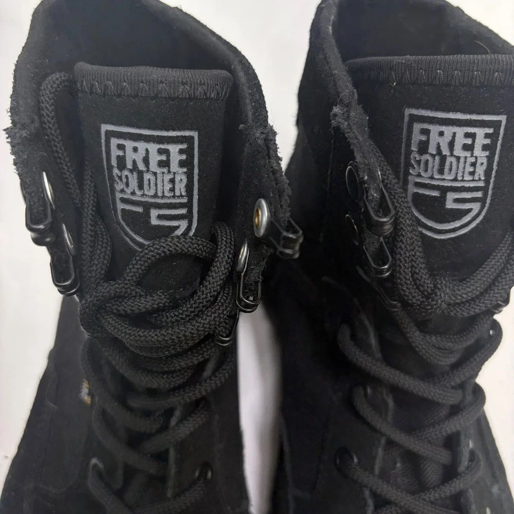 Free Soldier Tactical Black Suede Nylon Combat Boots ACC0006 Mens 7 / Womens 8.5